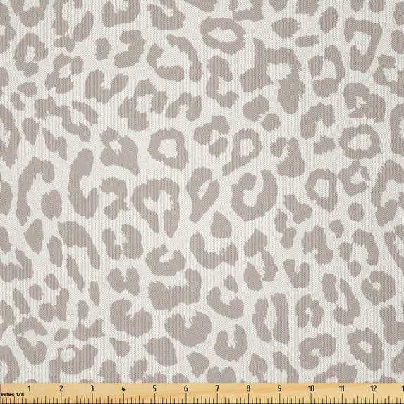 Ambesonne Leopard Fabric by the Yard Microfiber, Skin Print Wildlife Layout, 1 Yard, Pale Taupe Ivory