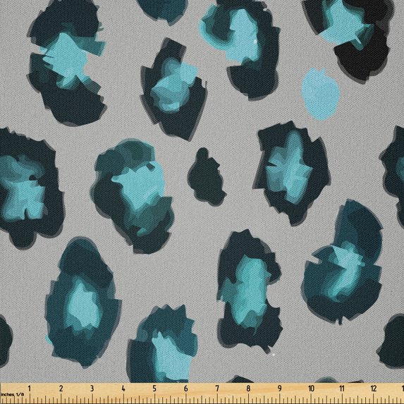 Ambesonne Leopard Fabric by the Yard Microfiber, Stain Like Motifs Blemishes, 1 Yard, Dimgray Teal