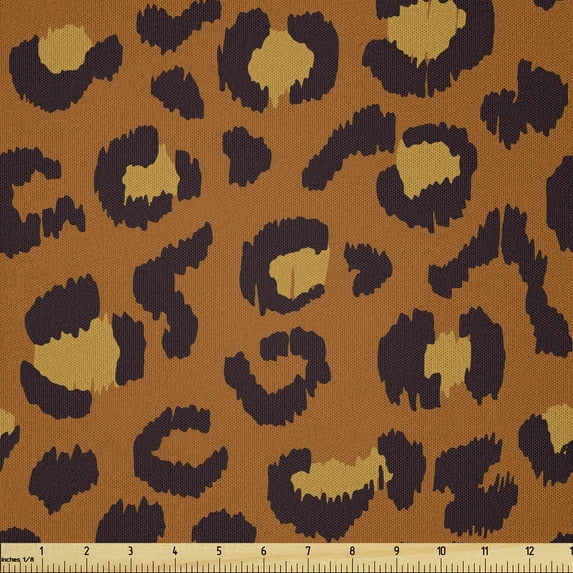 Ambesonne Leopard Fabric by the Yard Microfiber, Wild Cat Pattern Ornament, 3 Yards, Burnt Orange and Dark Yellow