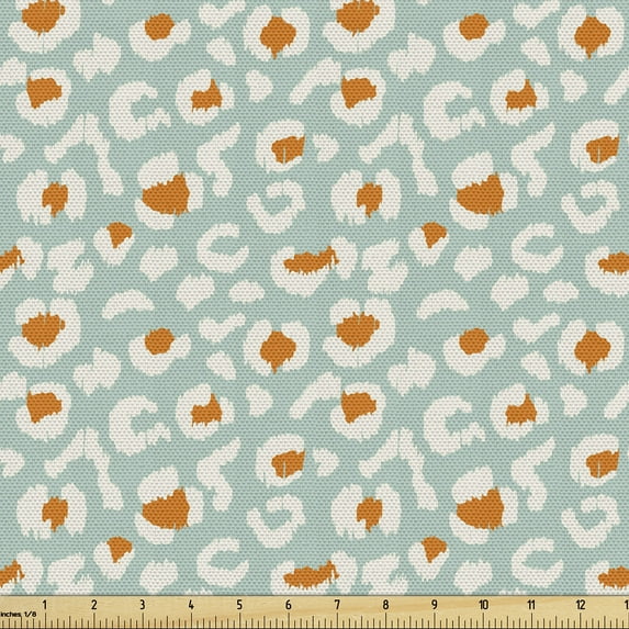 Ambesonne Leopard Fabric by the Yard Upholstery, Ethnic Wild Cat Skin Art, 10 Yards, Orange and Almond Green
