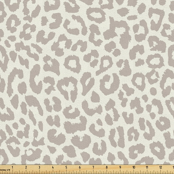 Ambesonne Leopard Fabric by the Yard Upholstery, Skin Print Wildlife Layout, 5 Yards, Pale Taupe Ivory