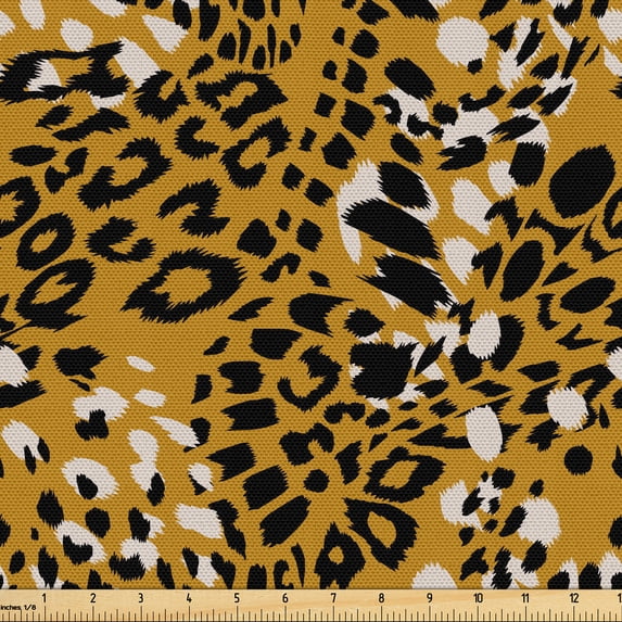 Ambesonne Leopard Fabric by the Yard Upholstery, Wild Cat Animal Print Art, 1 Yard, Pale Coffee Charcoal Grey