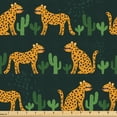 thumbnail image 1 of Ambesonne Leopard Fabric by the Yard Upholstery, Wild Cats and Cactus Art, 5 Yards, Orange Reseda Green, 1 of 5