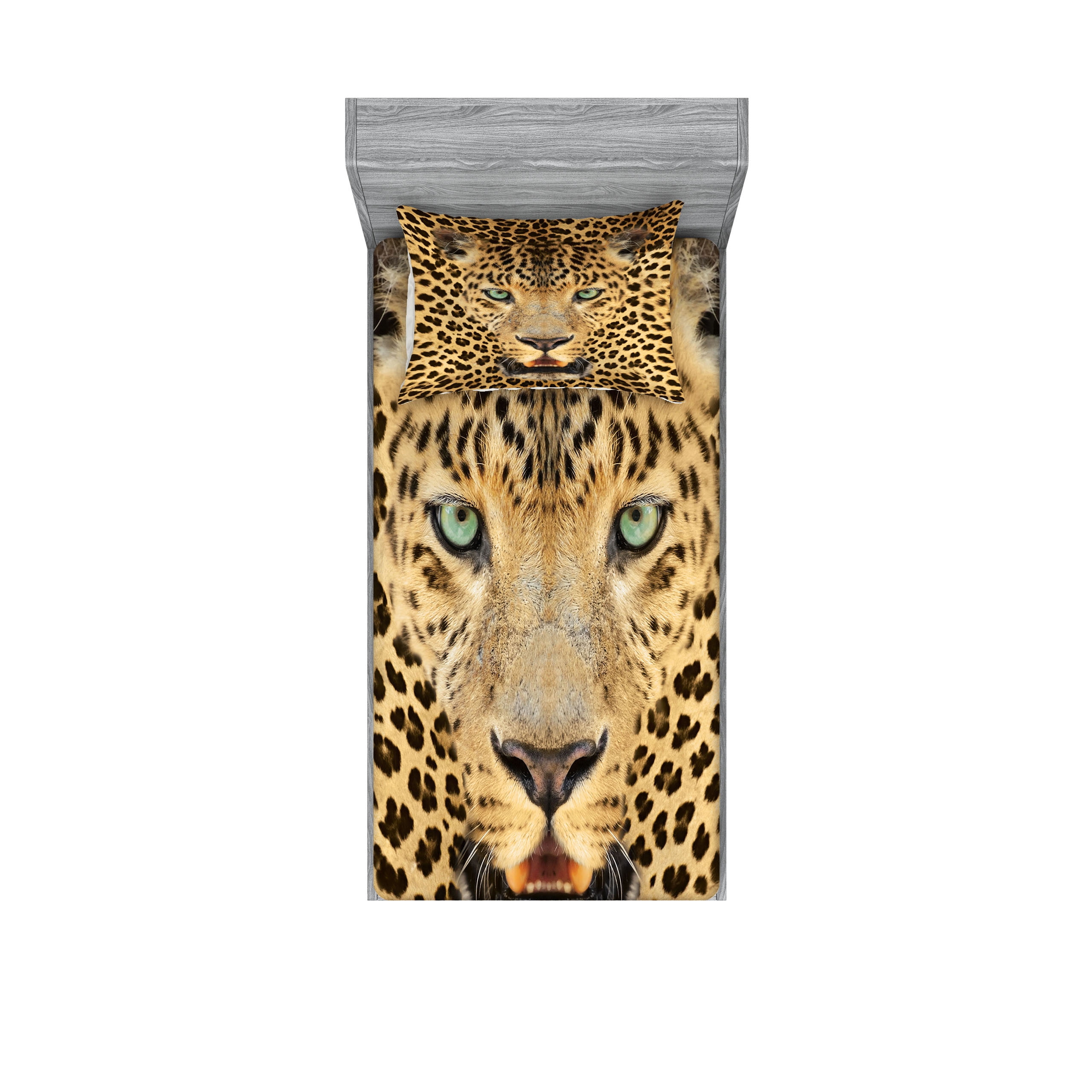 Twin Brown Leopard Print Microfiber Sheet Set