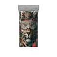 thumbnail image 1 of Ambesonne Leopard Fitted Sheet & Pillow Sham Set, Savage Cat Lace Eucalyptus, Twin, Laurel Green Vermilion, 1 of 2