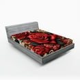 thumbnail image 1 of Ambesonne Leopard Fitted Sheet, Red Roses Swirls Wild Cat, Queen Size, Vermilion Caramel Beige, 1 of 3