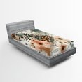 thumbnail image 1 of Ambesonne Leopard Fitted Sheet, Tender Abloom Watercolor, Twin Size, Peach Ginger and Grey Teal, 1 of 3