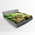 thumbnail image 1 of Ambesonne Leopard Fitted Sheet, Tropic Wild Jungle Leaf, Queen Size, Brown Green, 1 of 2