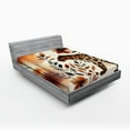 thumbnail image 1 of Ambesonne Leopard Fitted Sheet, Wild Autumn Woodland Art, California King, Burnt Sienna Amber and Grey, 1 of 3