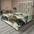 thumbnail image 1 of Ambesonne Leopard Flat Sheet, Boho Mountains and Wild Cat, King Size, Cadet Blue and Sand Brown, 1 of 1
