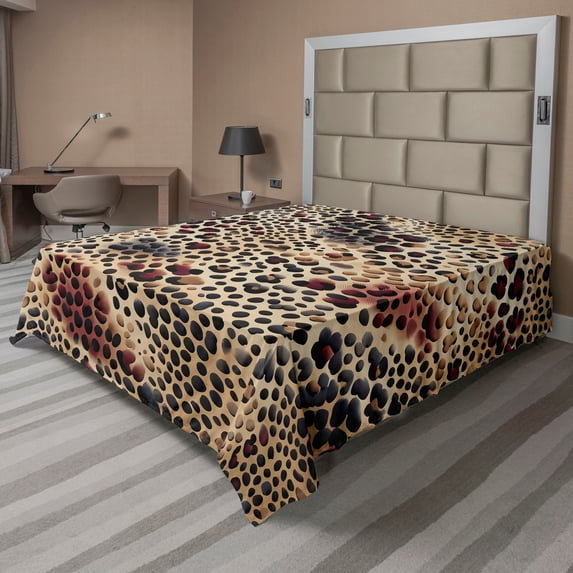 Ambesonne Leopard Flat Sheet, Pattern with Heavy Details, Full Size, Camel Dried Rose