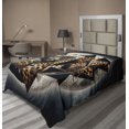 thumbnail image 1 of Ambesonne Leopard Flat Sheet, Polygonal Globe Full Moon, TwinXL Size, Dark Blue Grey and Amber, 1 of 1
