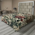 thumbnail image 1 of Ambesonne Leopard Flat Sheet, Roses Leaves Wild Animals, Full Size, Peacock Green and Caramel, 1 of 1