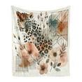 thumbnail image 1 of Ambesonne Leopard Fleece Throw Blanket Tender Abloom Watercolor 50"x70" Peach Ginger and Grey Teal, 1 of 5