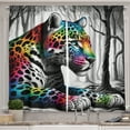 thumbnail image 1 of Ambesonne Leopard Kitchen Curtains, Rainbow Cat in Greyscale, 55"x39", Grey Multicolor, 1 of 3