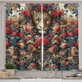 thumbnail image 1 of Ambesonne Leopard Kitchen Curtains, Rich Rococo Style Roses, 55"x24", Dark Coral Caramel and Blue, 1 of 3