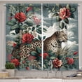 thumbnail image 1 of Ambesonne Leopard Kitchen Curtains, Roses Wild Animal on Clouds, 55"x24", Grey Teal and Scarlet, 1 of 3