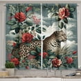 thumbnail image 1 of Ambesonne Leopard Kitchen Curtains, Roses Wild Animal on Clouds, 55"x36", Grey Teal and Scarlet, 1 of 3