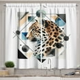thumbnail image 1 of Ambesonne Leopard Kitchen Curtains, Watercolor Minimal Modern, 55"x30", Brown White and Blue, 1 of 3