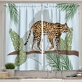 thumbnail image 1 of Ambesonne Leopard Kitchen Curtains, Wild Cat with Tropical Leaf, 55"x36", Sand Brown Peacock Green, 1 of 1