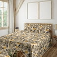 thumbnail image 1 of Ambesonne Leopard Pattern Fitted & Flat Sheet with Shams 4 Pcs Set, Spotted Wild Cat, Queen, Camel Dark Blue Peach, 1 of 5