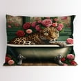 thumbnail image 1 of Ambesonne Leopard Pillow Sham, English Roses Wild Animal, 36" X 20", Reseda Green and Pink, 1 of 2