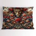 thumbnail image 1 of Ambesonne Leopard Pillow Sham, Rich Rococo Style Roses, 26" X 20", Dark Coral Caramel and Blue, 1 of 2