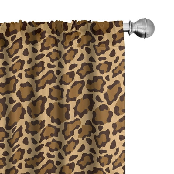 Ambesonne Leopard Print 4-Panel Curtains, Panthera Specie Skin, 56"x63", Sand Brown Pale Caramel