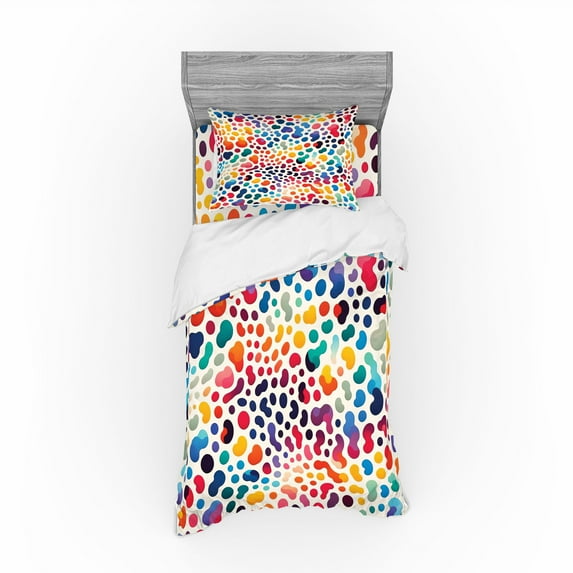 Ambesonne Leopard Print Bedding Set 3 Pcs, Modern Colorful Spots, TwinXL, Multicolor