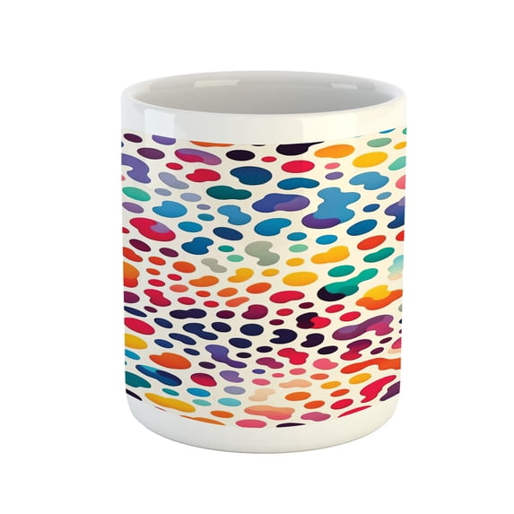 Ambesonne Leopard Print Ceramic Coffee Mug, Modern Colorful Spots, 11 oz, Multicolor
