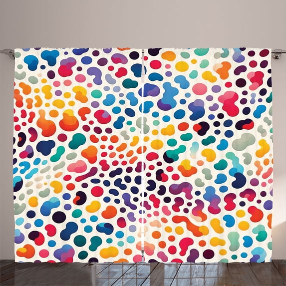 Ambesonne Leopard Print Curtains 2 Panel Set, Modern Colorful Spots, 108" x 63", Multicolor
