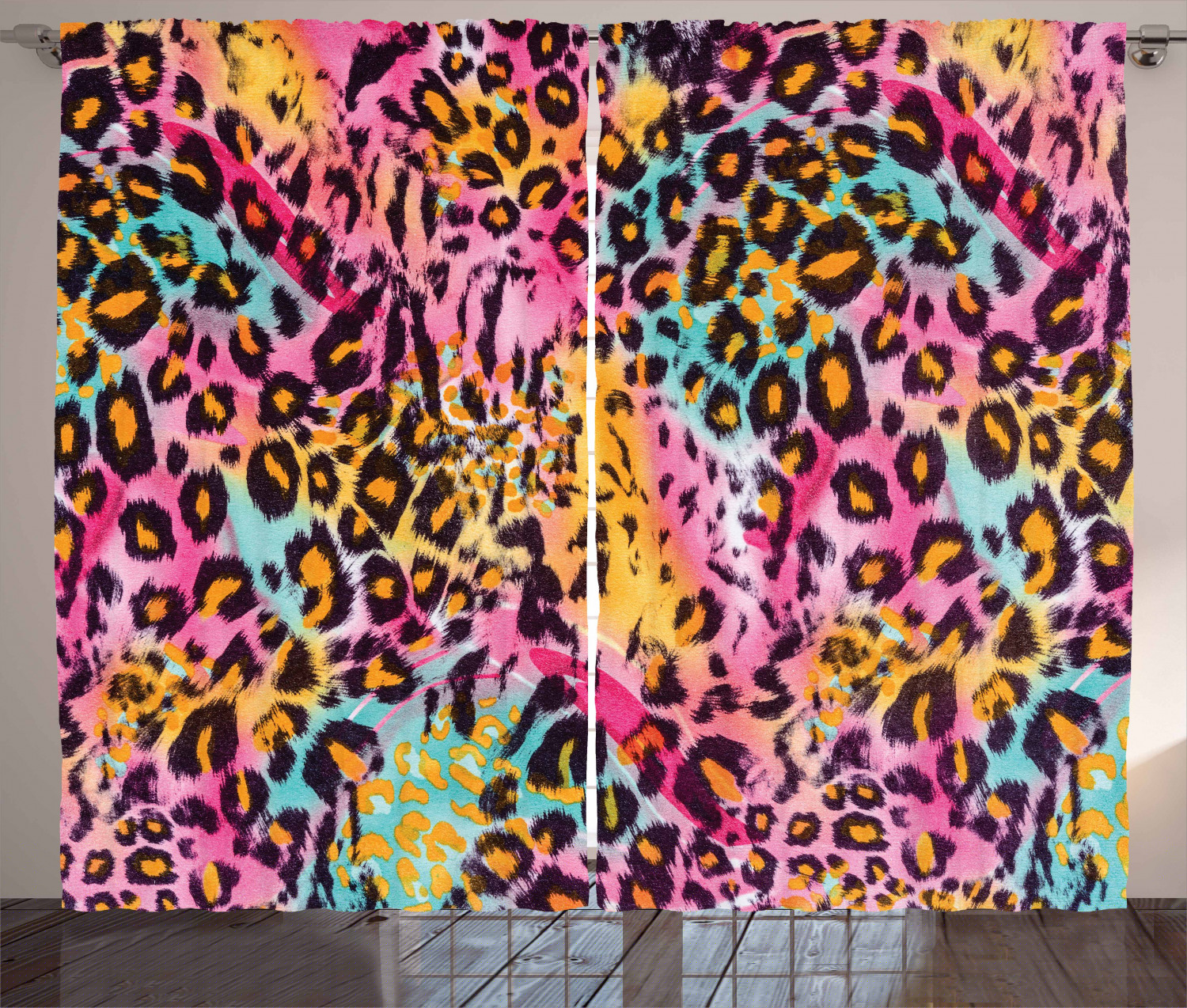 thumbnail image 1 of Ambesonne Leopard Print Curtains 2 Panel Set, Mottled Camo, 108" x 84", Multicolor, 1 of 3