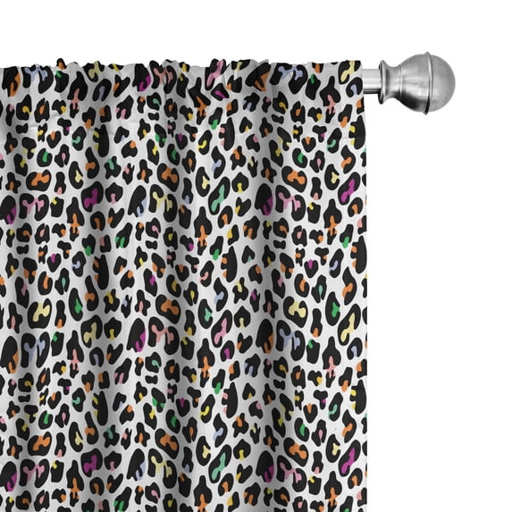 Ambesonne Leopard Print Curtains, Modernized Cat Skin, Pair of 28"x95", Multicolor