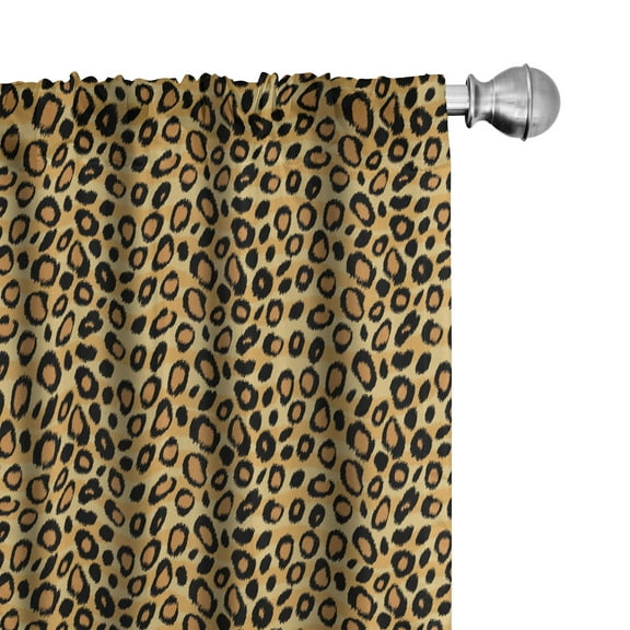 Ambesonne Leopard Print Curtains, Wild Feline Tile, Pair of 28"x63", Orange Black