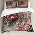 thumbnail image 1 of Ambesonne Leopard Print Duvet Cover Set, Medieval Rose Garden, King, Pale Pink Laurel Green, 1 of 6