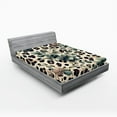 thumbnail image 1 of Ambesonne Leopard Print Fitted Sheet, Bold Eucalyptus Leaf, Full Size, Camel and Laurel Green, 1 of 3