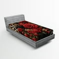 thumbnail image 1 of Ambesonne Leopard Print Fitted Sheet, Romantic Rose Lace, TwinXL Size, Red Sand Brown and Dark Grey, 1 of 3