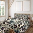 thumbnail image 1 of Ambesonne Leopard Print Fitted & Top Sheet Set with Shams, Bold Eucalyptus Leaf, Camel and Laurel Green, 1 of 5