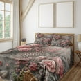 thumbnail image 1 of Ambesonne Leopard Print Fitted & Top Sheet Set with Shams, Medieval Rose Garden, Pale Pink Laurel Green, 1 of 5