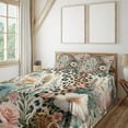 thumbnail image 1 of Ambesonne Leopard Print Fitted & Top Sheet Set with Shams, Wild Springtime Bloom, Blush Pale Brown Blue, 1 of 1