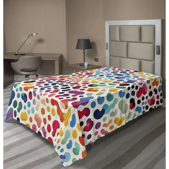 Ambesonne Leopard Print Flat Sheet, Modern Colorful Spots, TwinXL Size, Multicolor