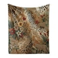 thumbnail image 1 of Ambesonne Leopard Print Fleece Throw Blanket Autumnal Vibes Exotic 50"x70" Camel Apricot and Green, 1 of 5