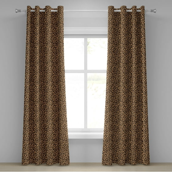 Ambesonne Leopard Print Grommet Curtain, Orange Exotic African, 50" x 84", Orange and Black