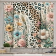 thumbnail image 1 of Ambesonne Leopard Print Kitchen Curtains, Wild Springtime Bloom, 55"x24", Blush Pale Brown Blue, 1 of 3