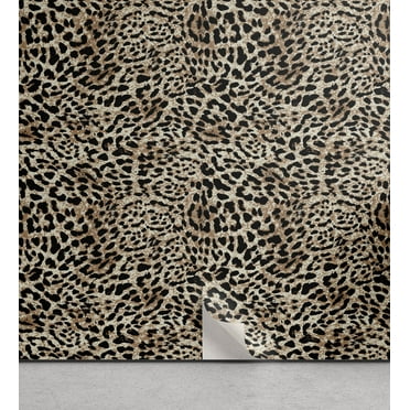 Ambesonne Leopard Print Peel & Stick Wallpaper for Home, Classic Wild Cat Skin, 13"x72", Dark Brown Beige and Camel