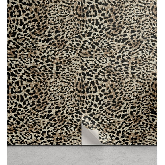 Ambesonne Leopard Print Peel & Stick Wallpaper for Home, Classic Wild Cat Skin, 13"x72", Dark Brown Beige and Camel
