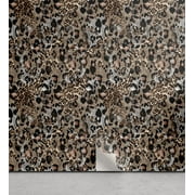 Ambesonne Leopard Print Peel & Stick Wallpaper for Home, Exotic Wild Cat Skin, 13"x100", Pastel Brown and Pale Grey