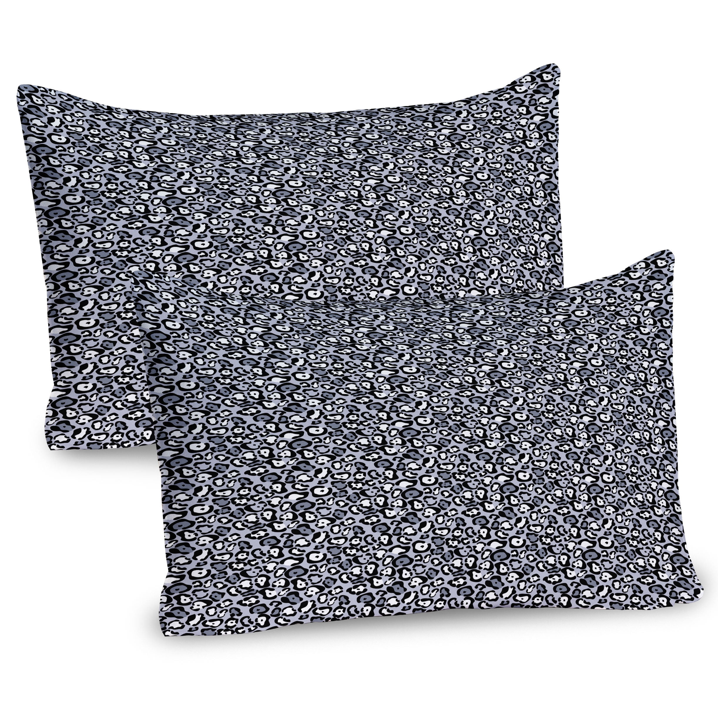 Grey and Blue Leopard Print Microfiber Pillow Shams 2-Pack
