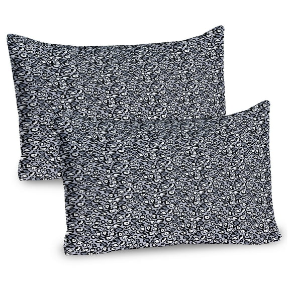Ambesonne Leopard Print Pillow Sham 2 Pack, Wild Animal Fashion, 36"x20", Grey Ceil Blue