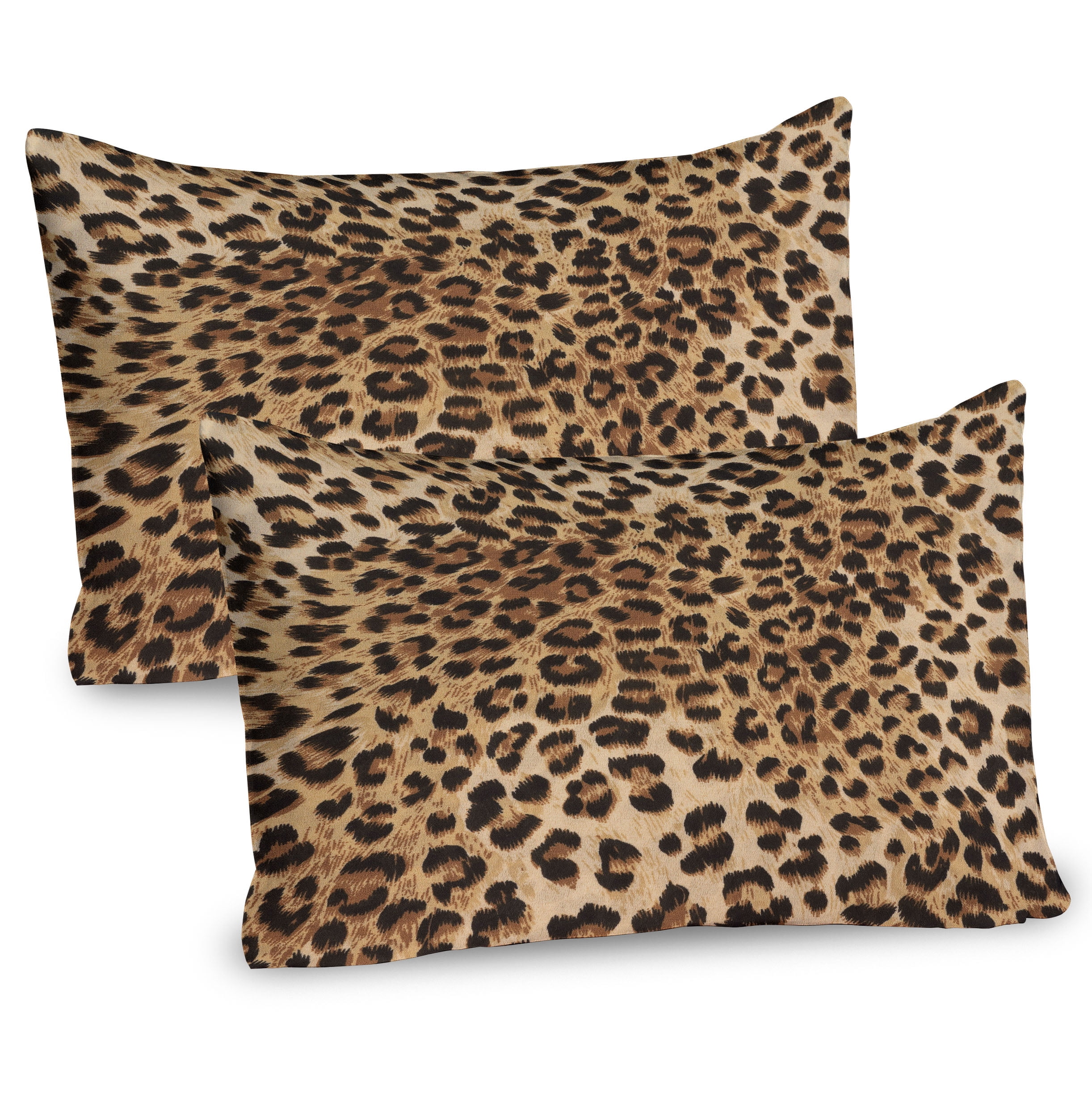 Pale Brown and Black Leopard Print Microfiber Pillow Shams, 2 Pack